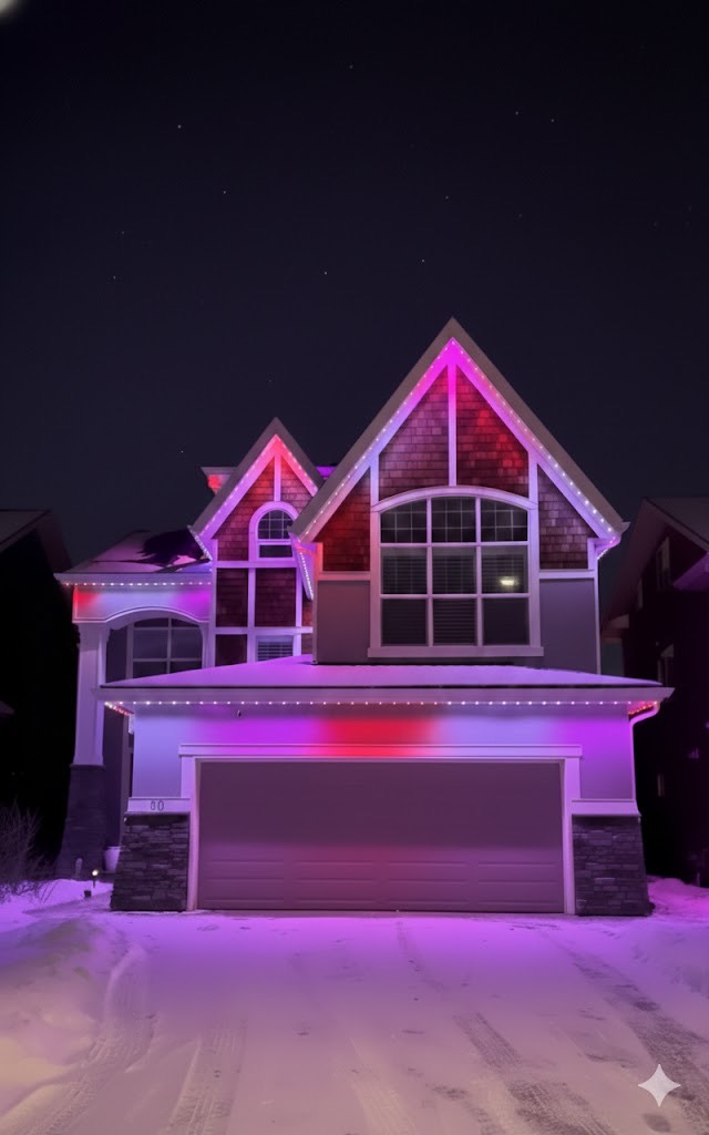 Permanent outdoor lights Valentine's Day – Calgary residential LED lighting